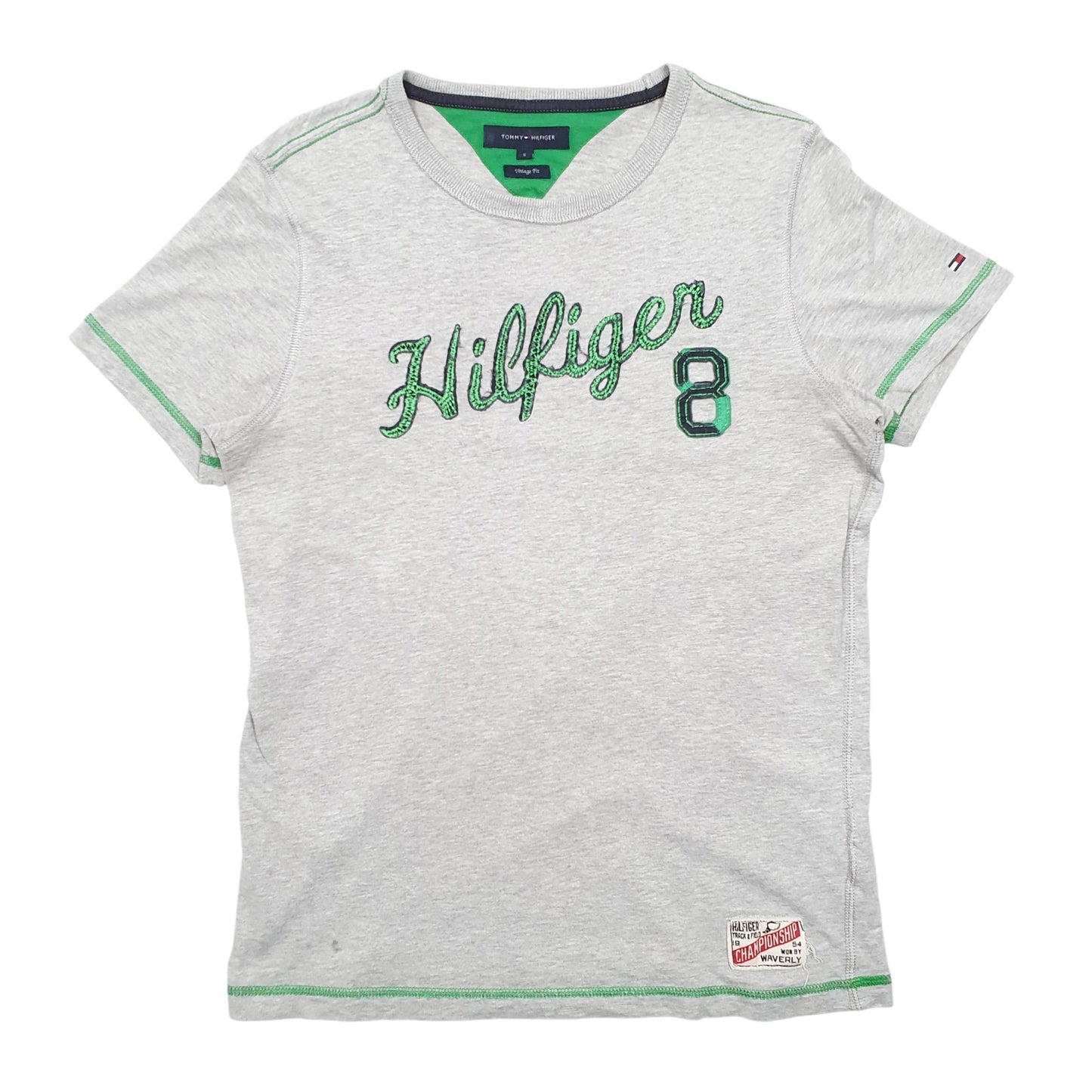 Mens Grey Tommy Hilfiger Spellout Vintage Fit Short Sleeve T Shirt