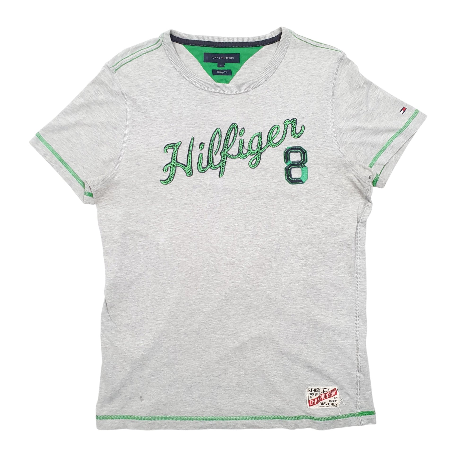 Mens Grey Tommy Hilfiger Spellout Vintage Fit Short Sleeve T Shirt