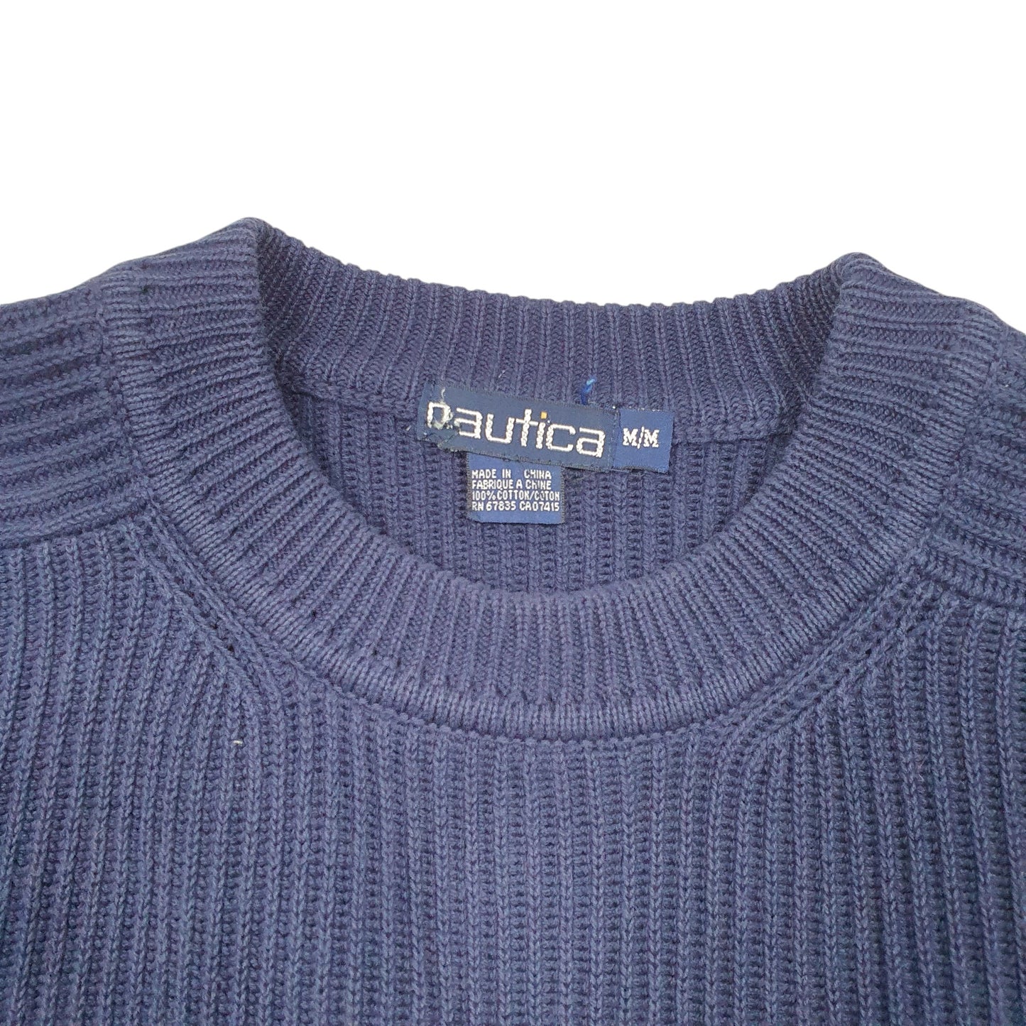 Mens White Nautica Knit Vintage Yacht Club 90s Spellout Crewneck Jumper