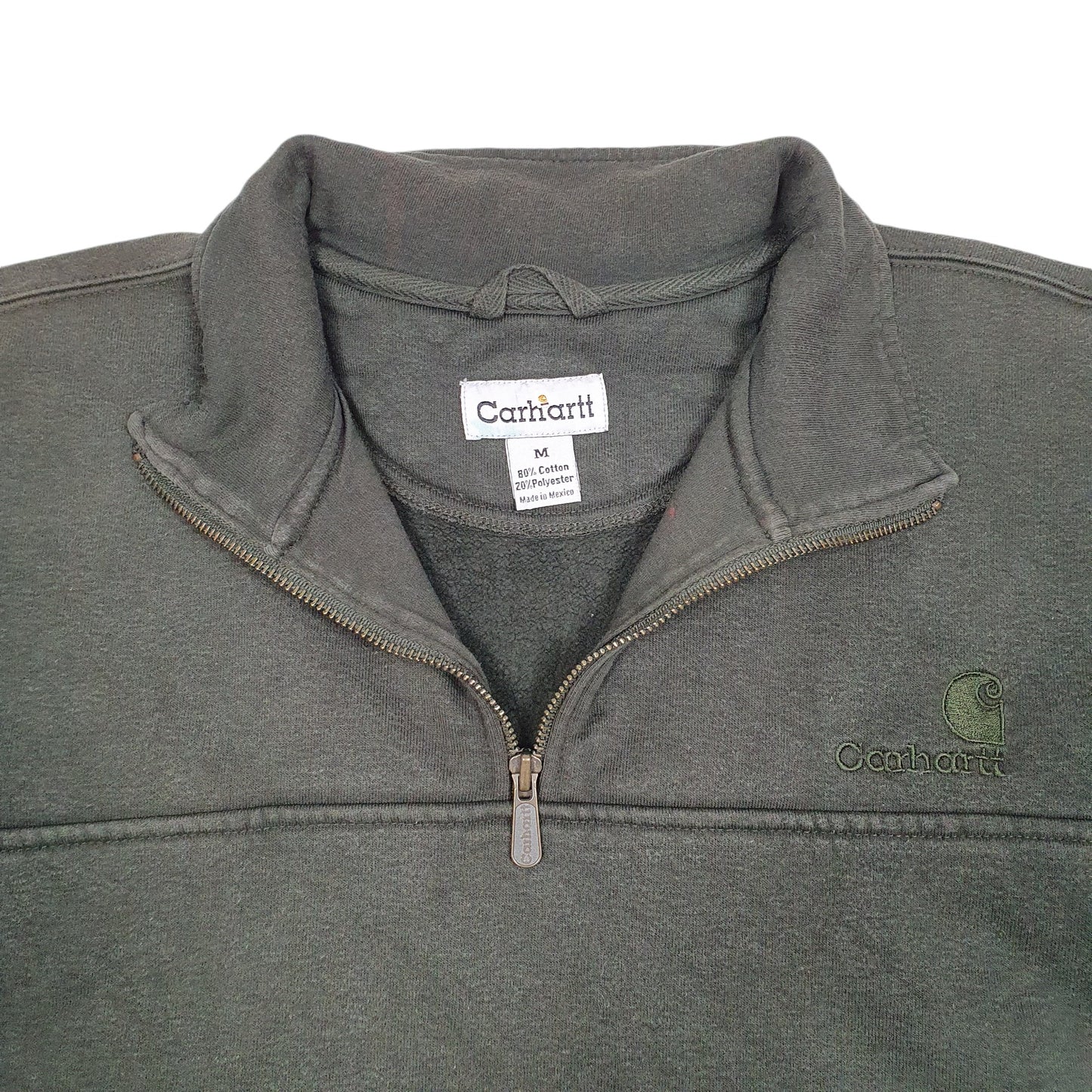 Mens Green Carhartt Workwear Quarter Zip Jumper