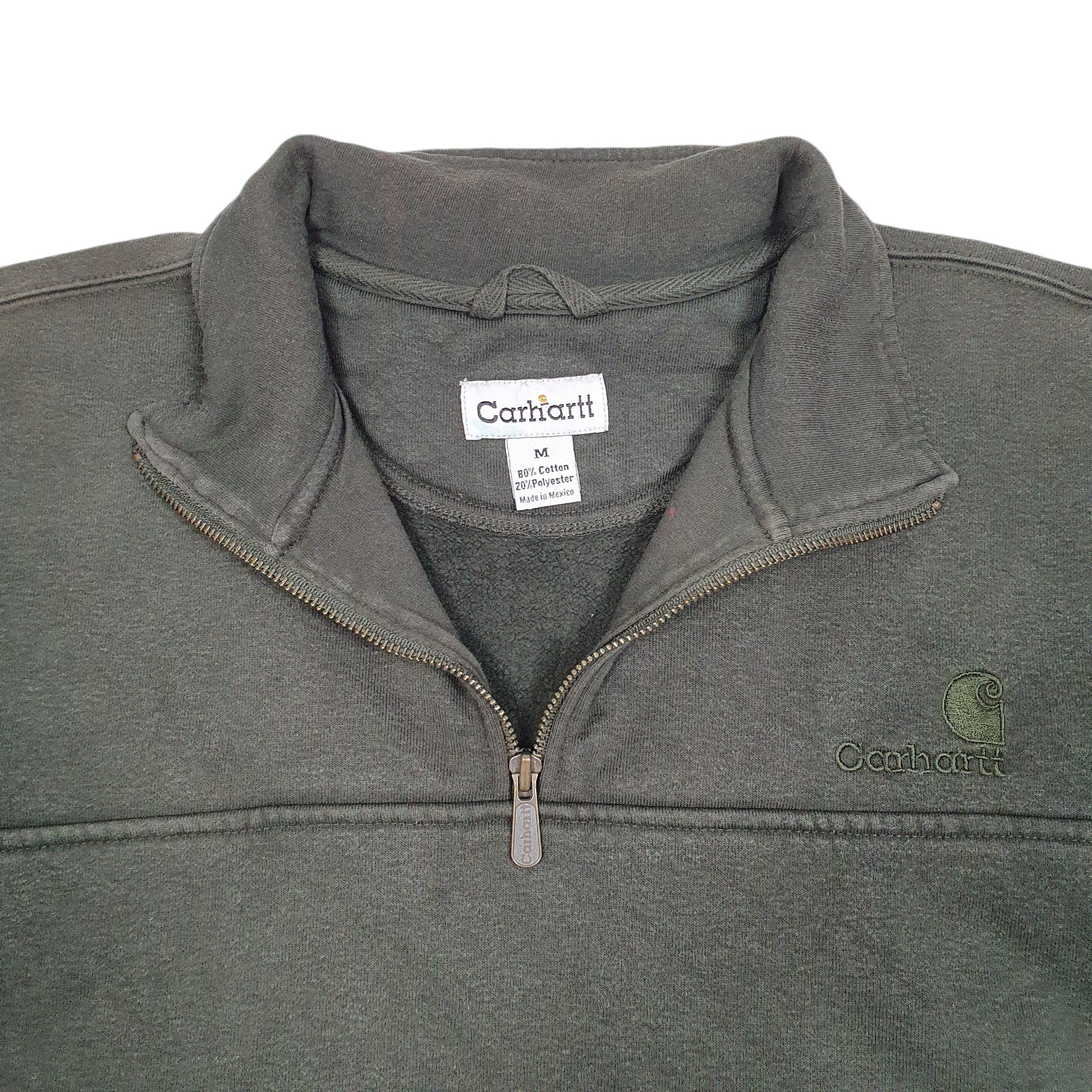 Mens Green Carhartt Workwear Quarter Zip Jumper