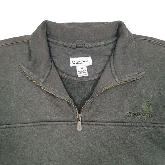 Mens Green Carhartt Workwear Quarter Zip Jumper