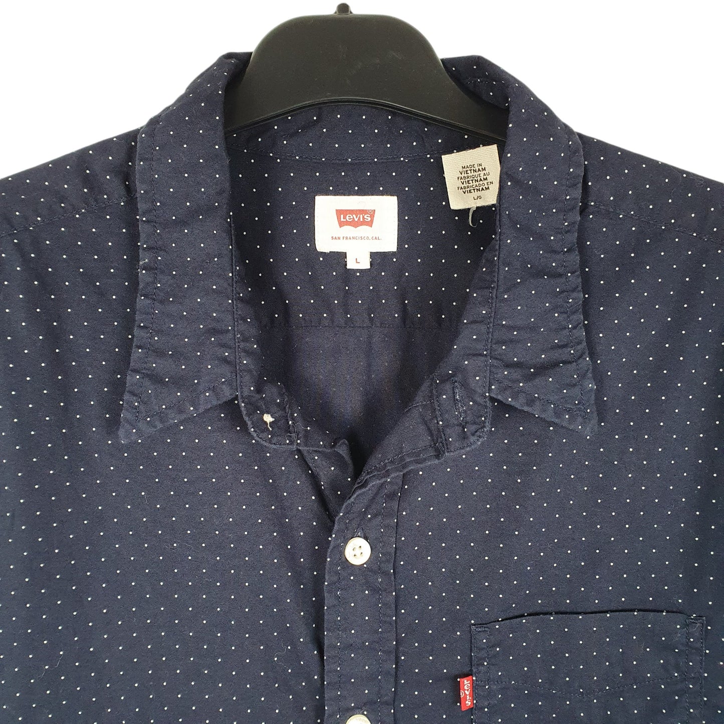 Mens Navy Levis Polka Dot Short Sleeve Shirt