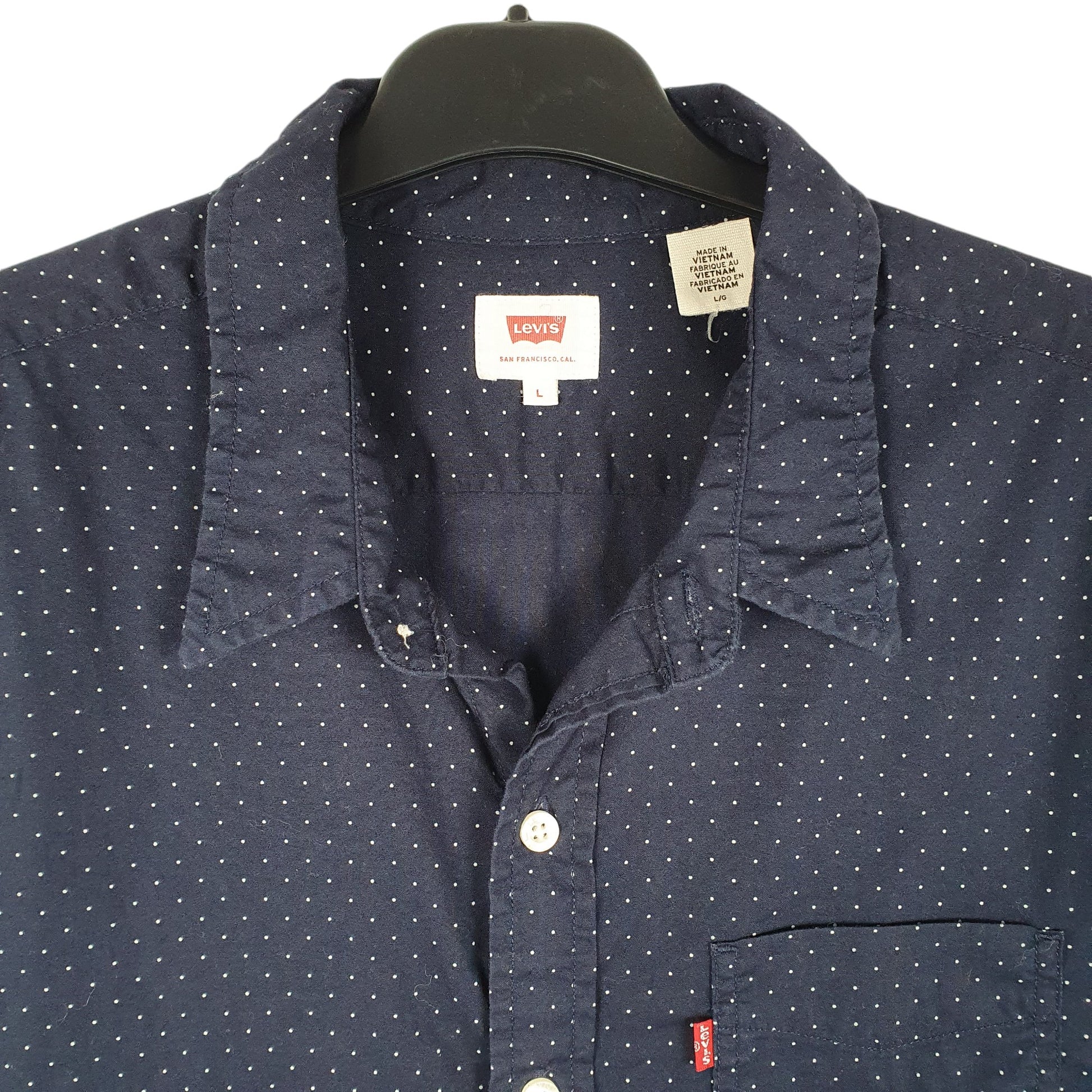 Mens Navy Levis Polka Dot Short Sleeve Shirt