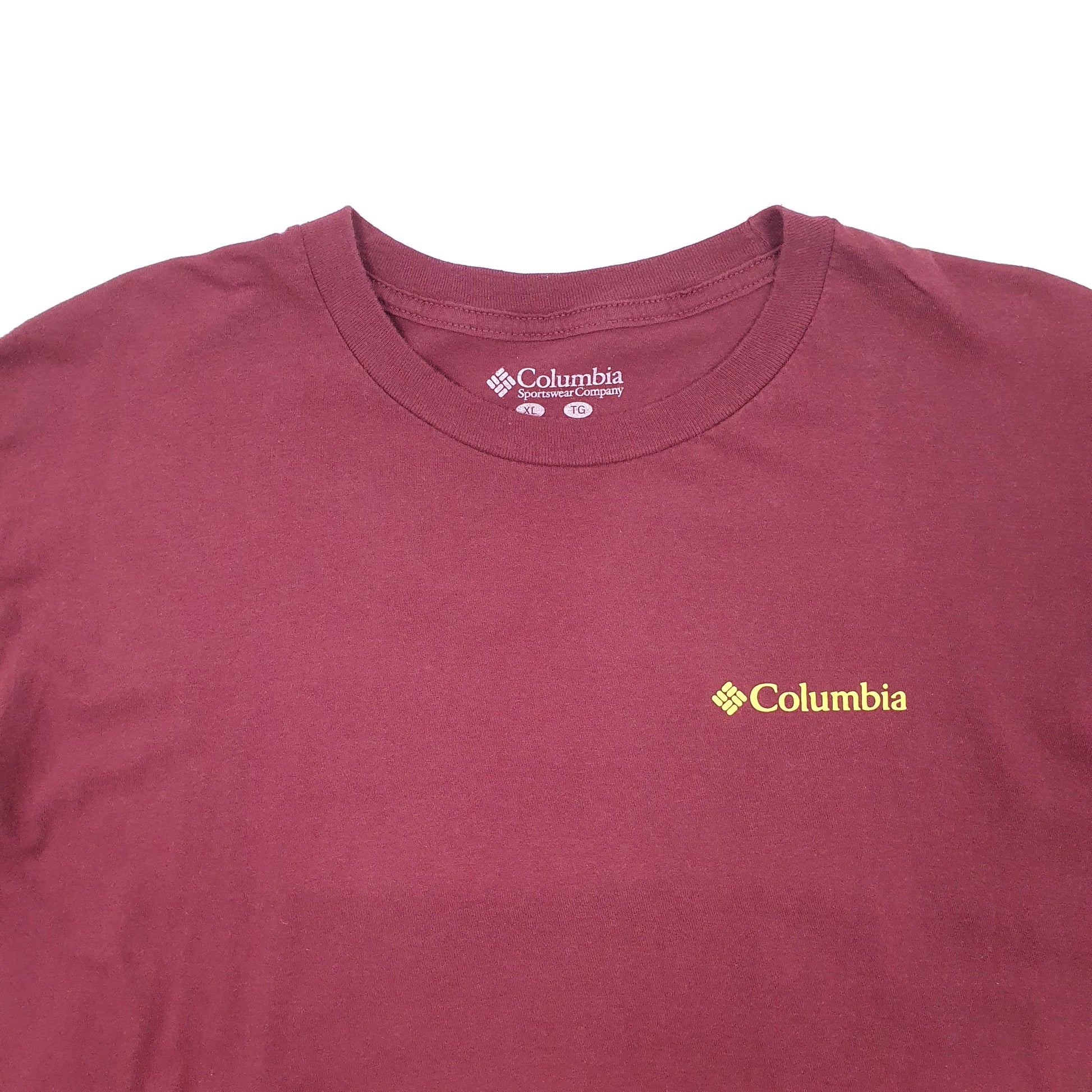 Mens Burgundy Columbia Sportswear PFG Fishing Short Sleeve T Shirt