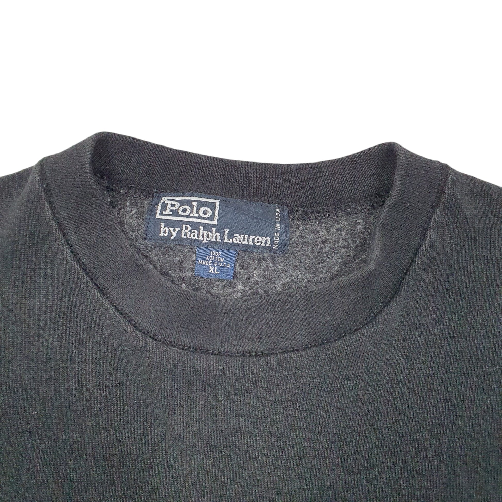 Mens Black Polo Ralph Lauren Vintage Made In USA 90s Crewneck Jumper