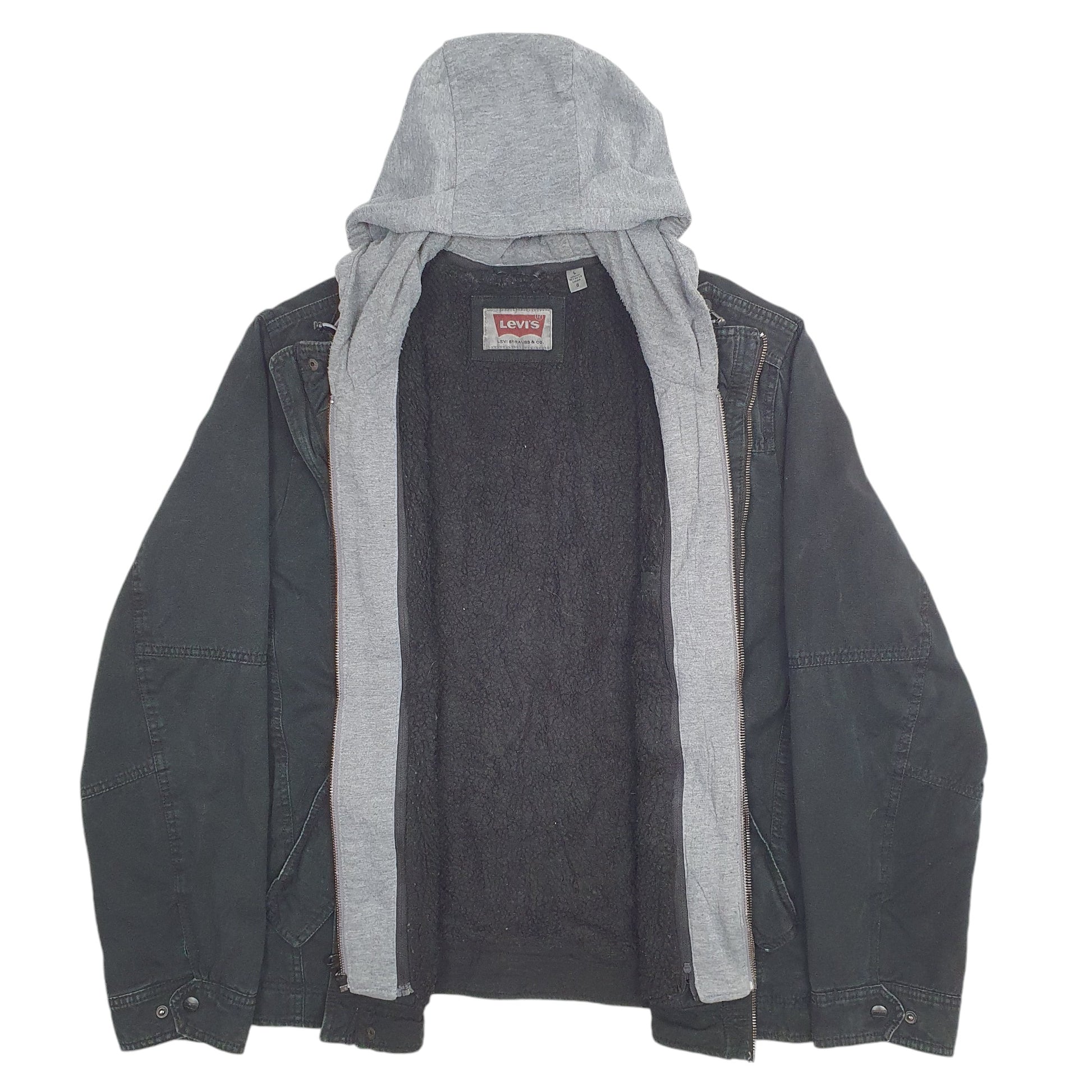 Mens Black Levis Hooded Workwear Jacket  Coat