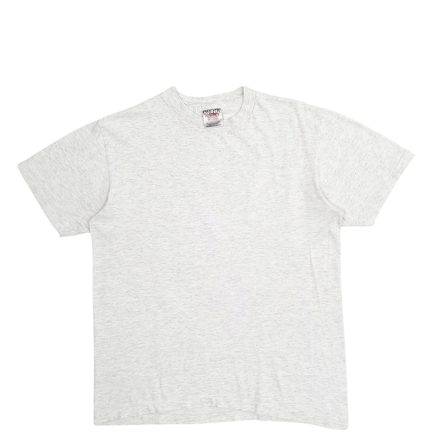 Mens Grey Oneita Single Stitch Vintage 90s Made In USA Backprint Wolf Short Sleeve T Shirt