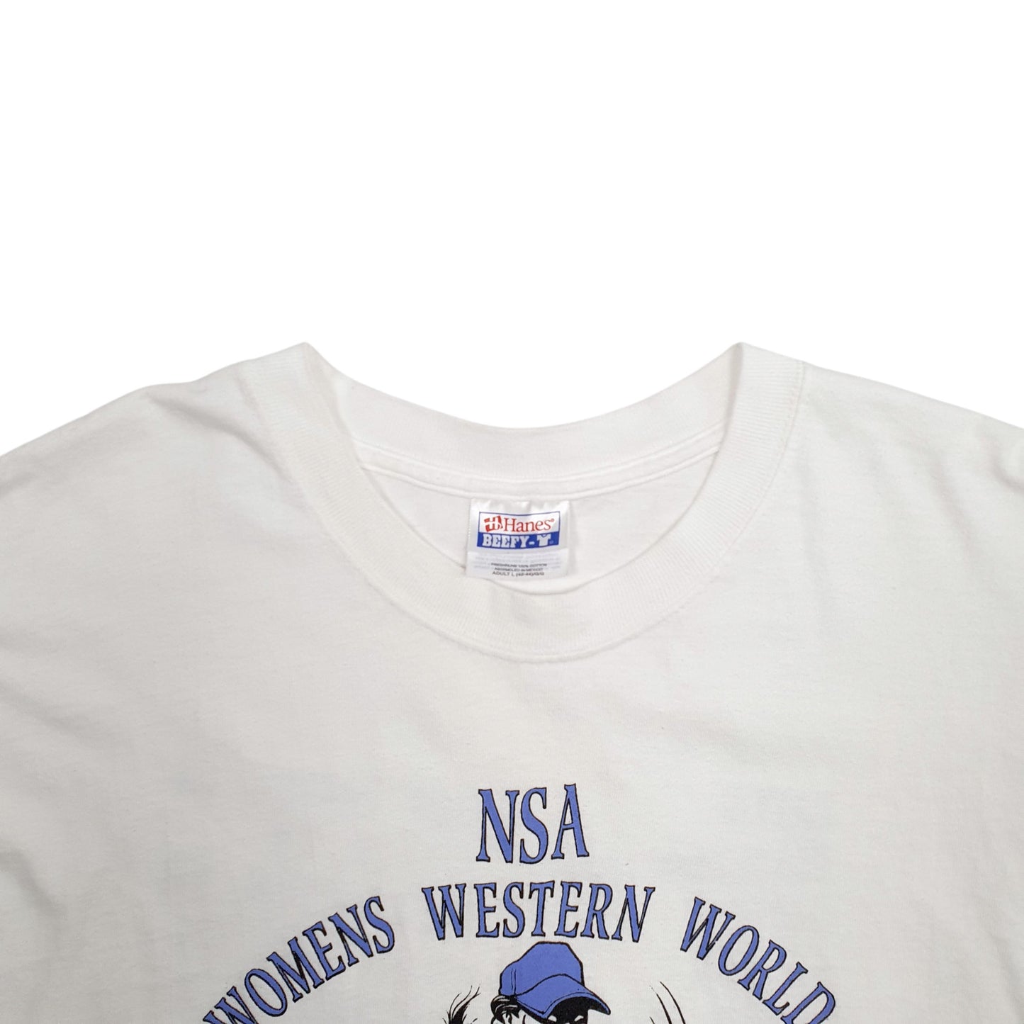 Mens White Hanes Single Stitch Vintage 90s Fremont Womens Baseball Short Sleeve T Shirt