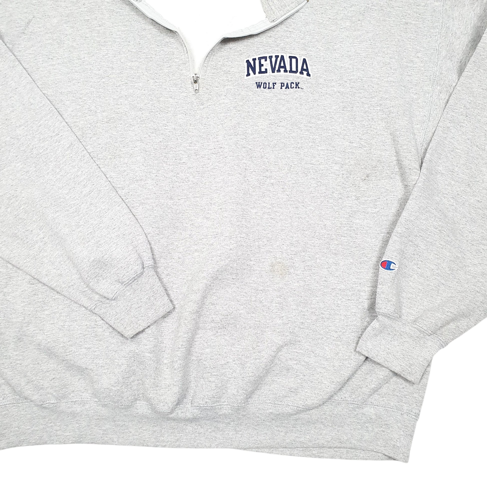 Mens Grey Champion Nevada Wolf Pack USA Quarter Zip Jumper