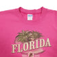 Mens Pink Gildan Florida Palm Trees Spellout Crewneck Jumper