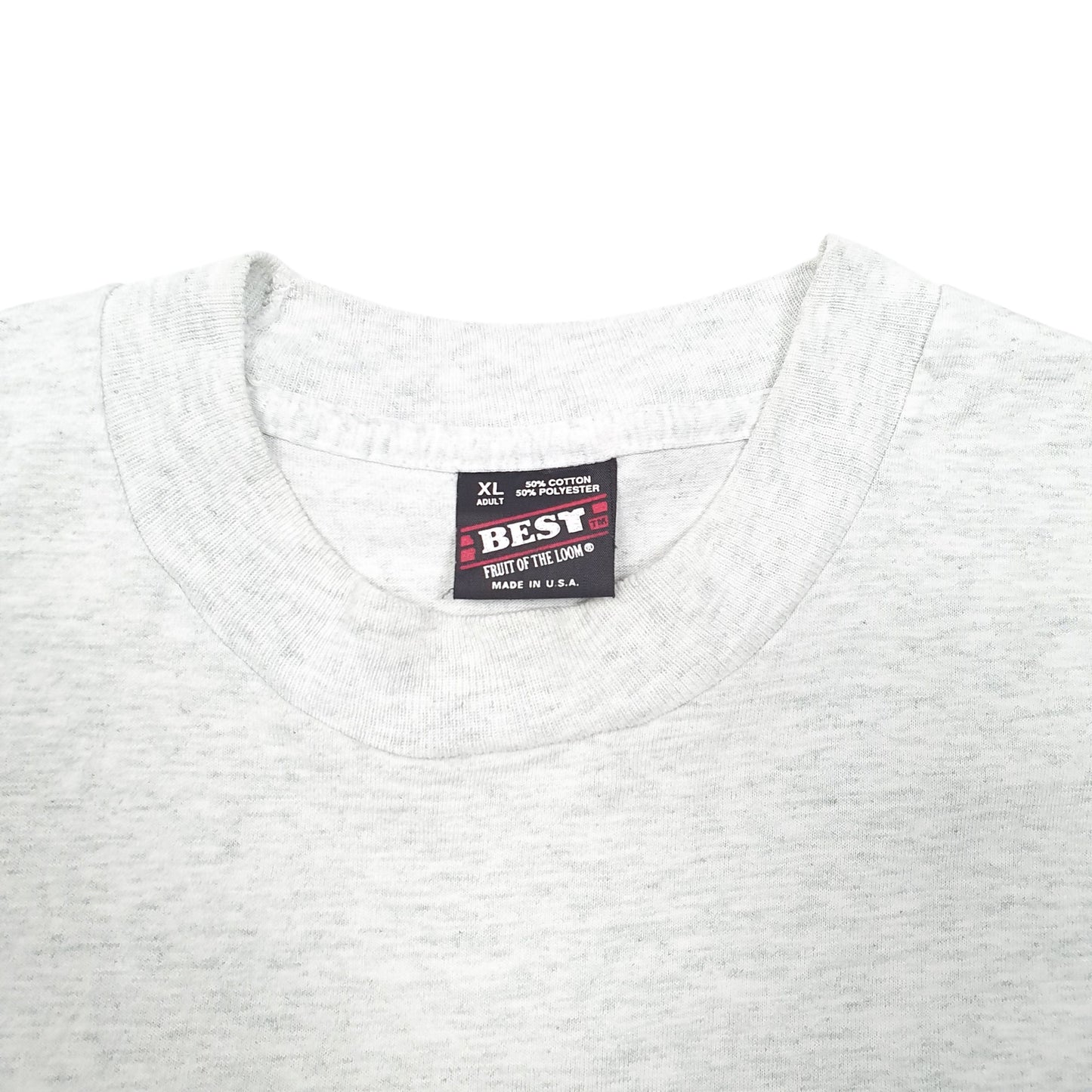 Mens Grey Fruit Of The Loom Single Stitch Vintage 90s Made In USA WC Insurance Short Sleeve T Shirt