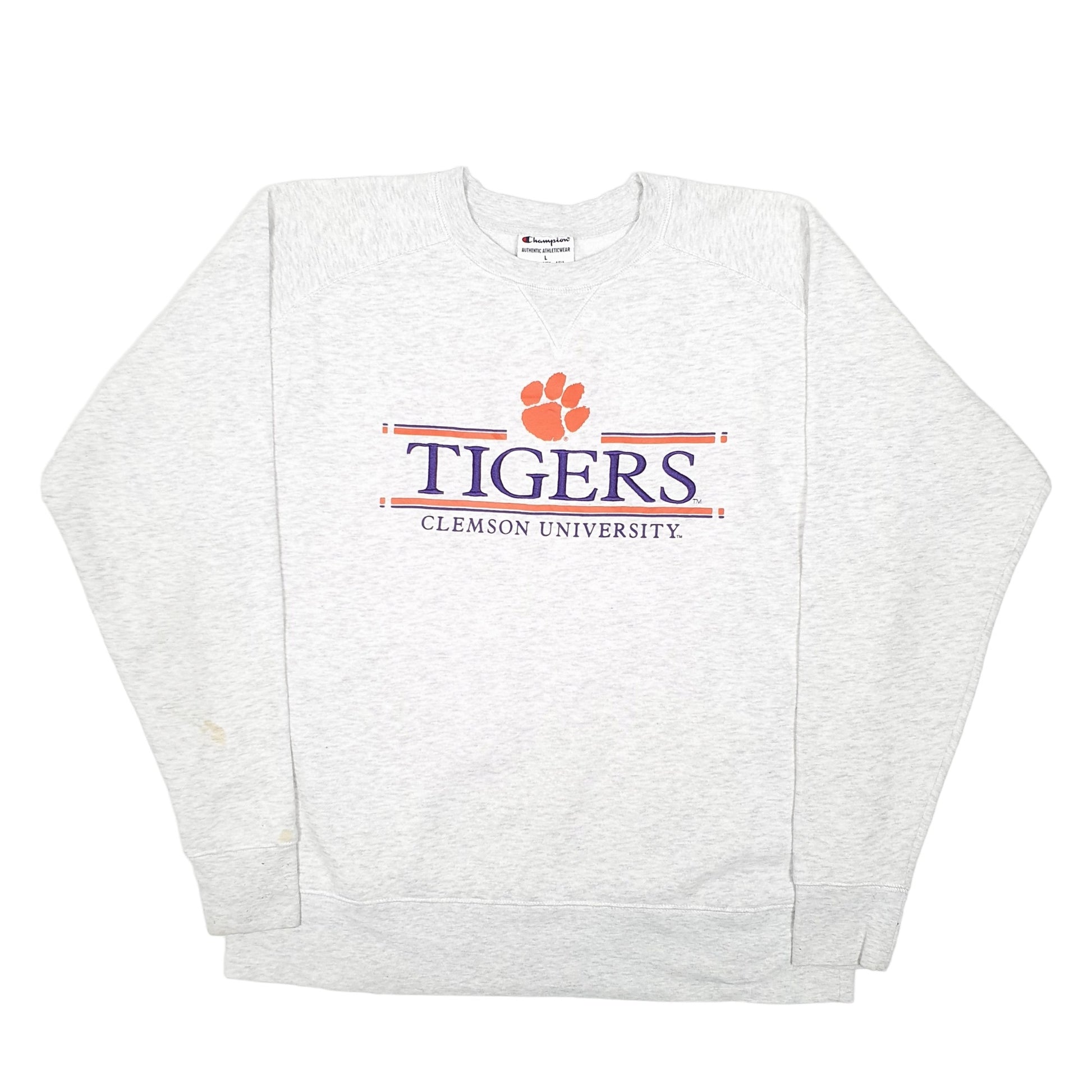 Mens Grey Champion Clemson University Tigers USA Crewneck Jumper