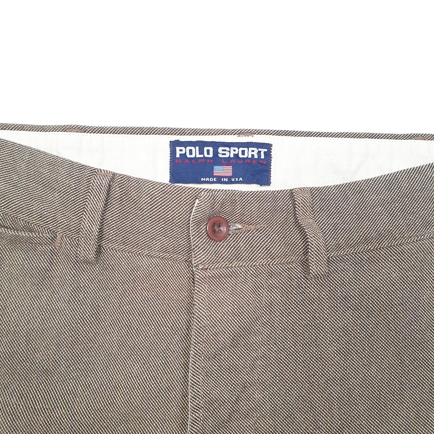Mens Brown Polo Ralph Lauren Vintage Made In USA Sport Chino Trousers