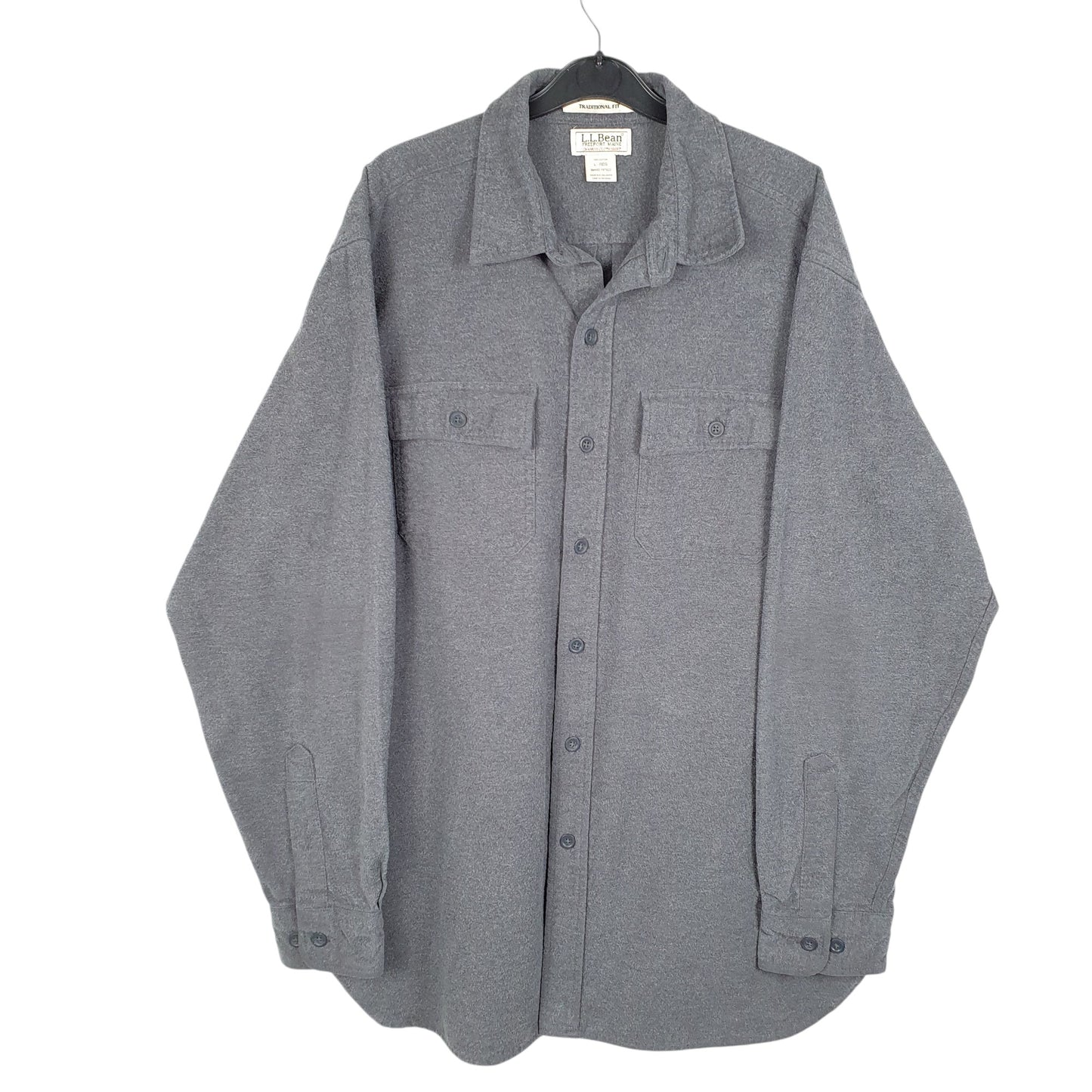 Mens Grey L.L.Bean Chamois Overshirt Shacket Long Sleeve Shirt