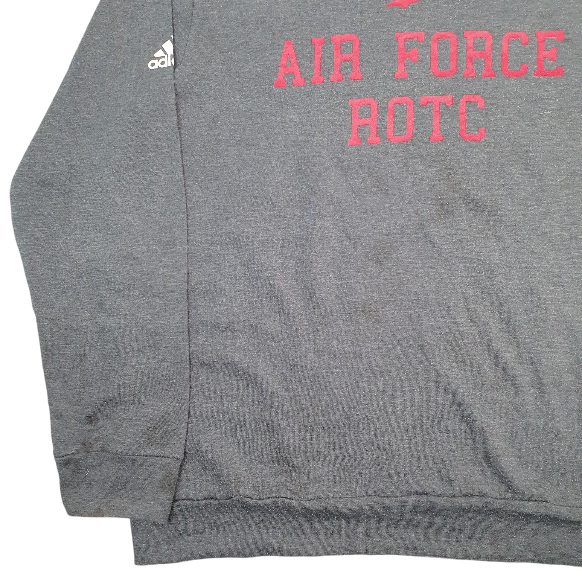 Mens Grey Adidas Indiana Air Force ROTC Spellout Crewneck Jumper