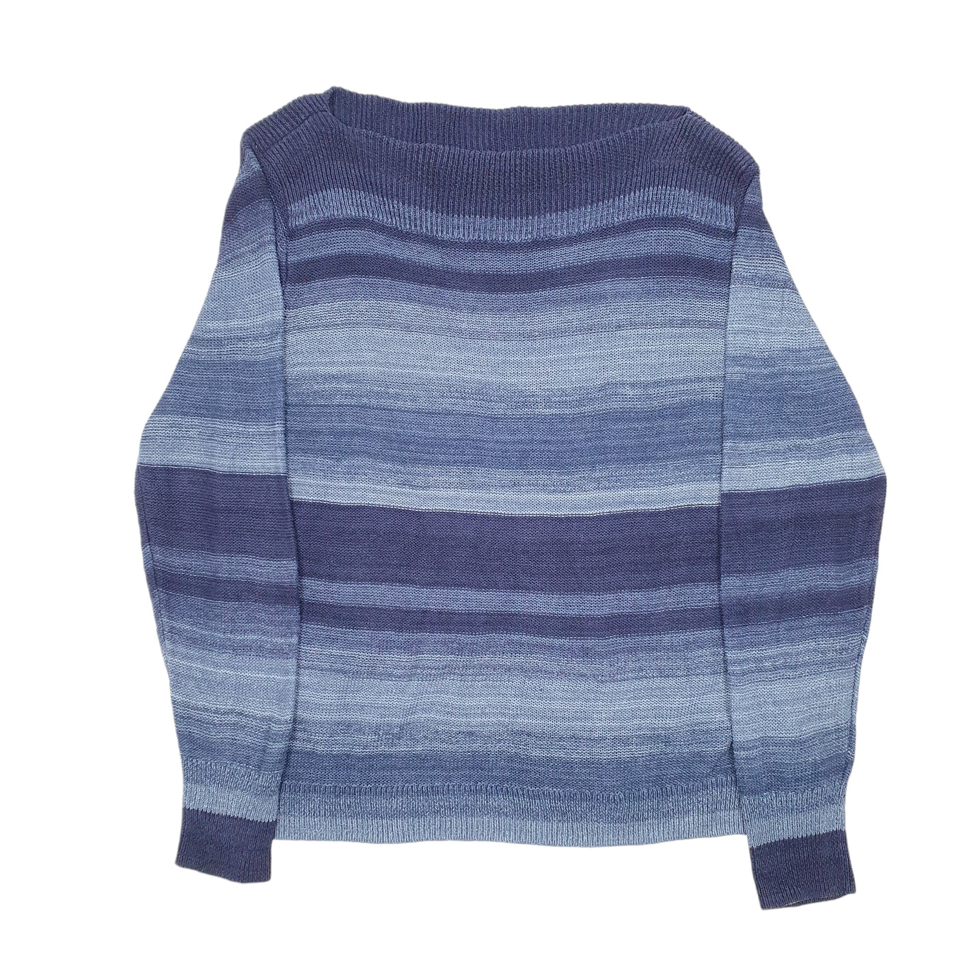 Womens Navy Chaps Knit Striped Crewneck Jumper