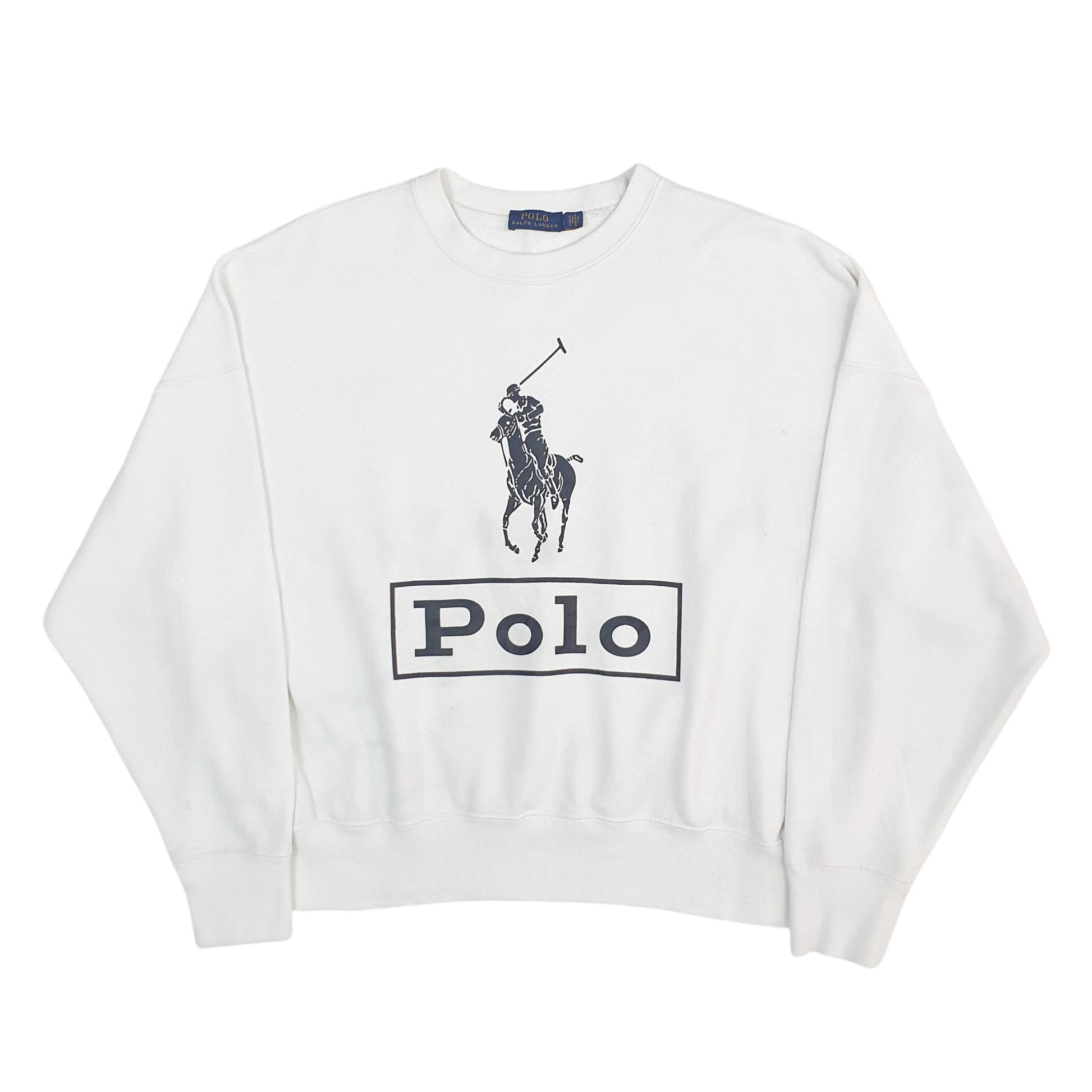 Womens White Polo Ralph Lauren Spellout Crewneck Jumper