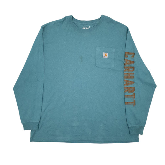 Mens Blue Carhartt  Long Sleeve T Shirt