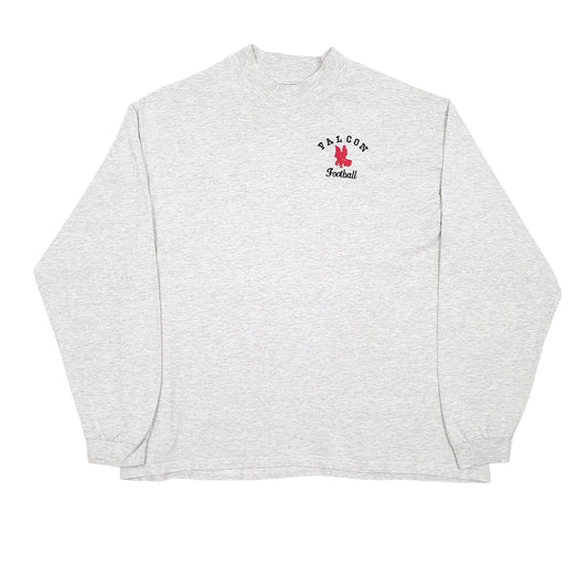 Mens Grey Anvil Vintage 90s Made In USA Preshrunk Long Sleeve T Shirt