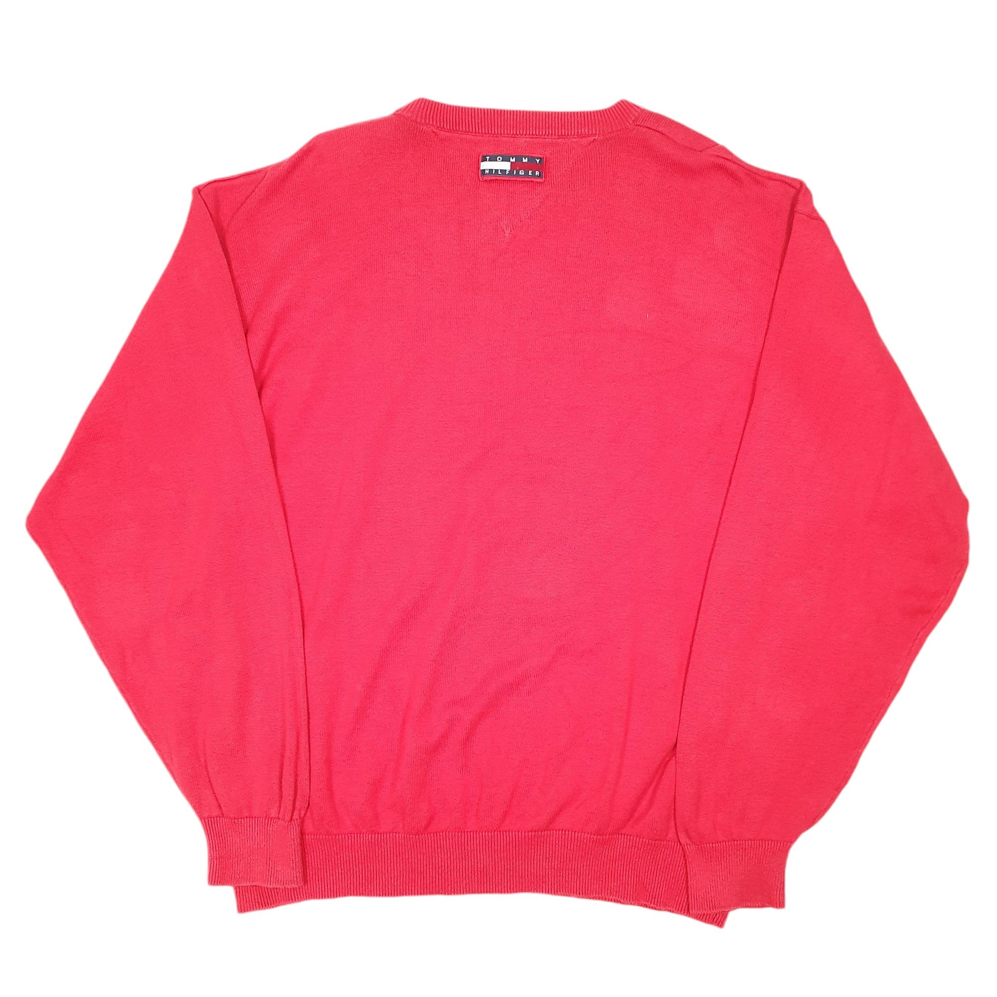 Mens Red Tommy Hilfiger Vintage Golf Sweater 90s Crewneck Jumper