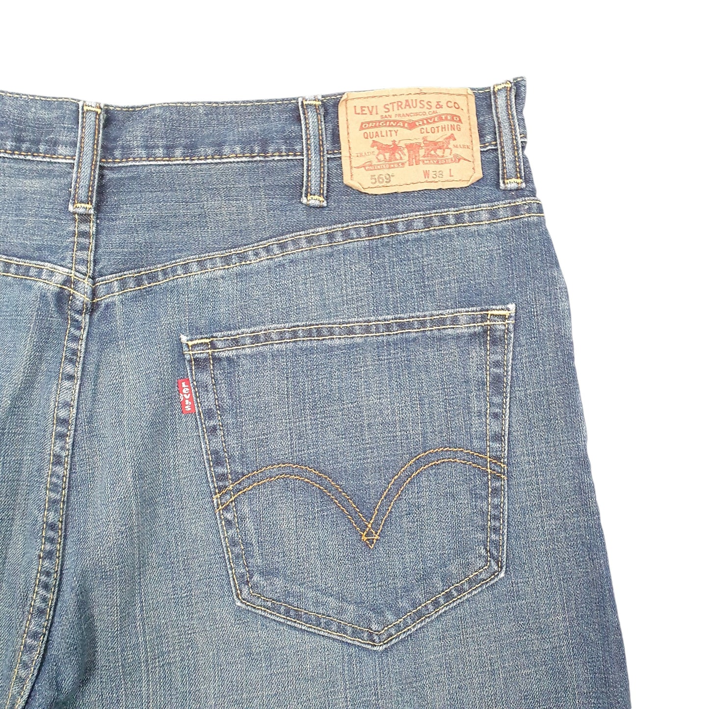 Mens Blue Levis Denim Jeans Jorts 569 Loose Baggy Denim Shorts