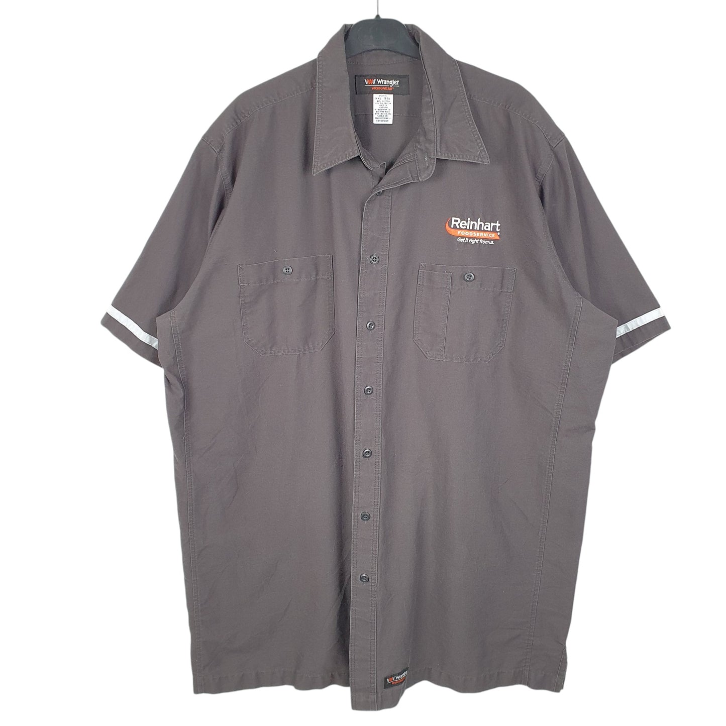 Mens Grey Wrangler Workwear Reinhart Foodservice Short Sleeve Shirt