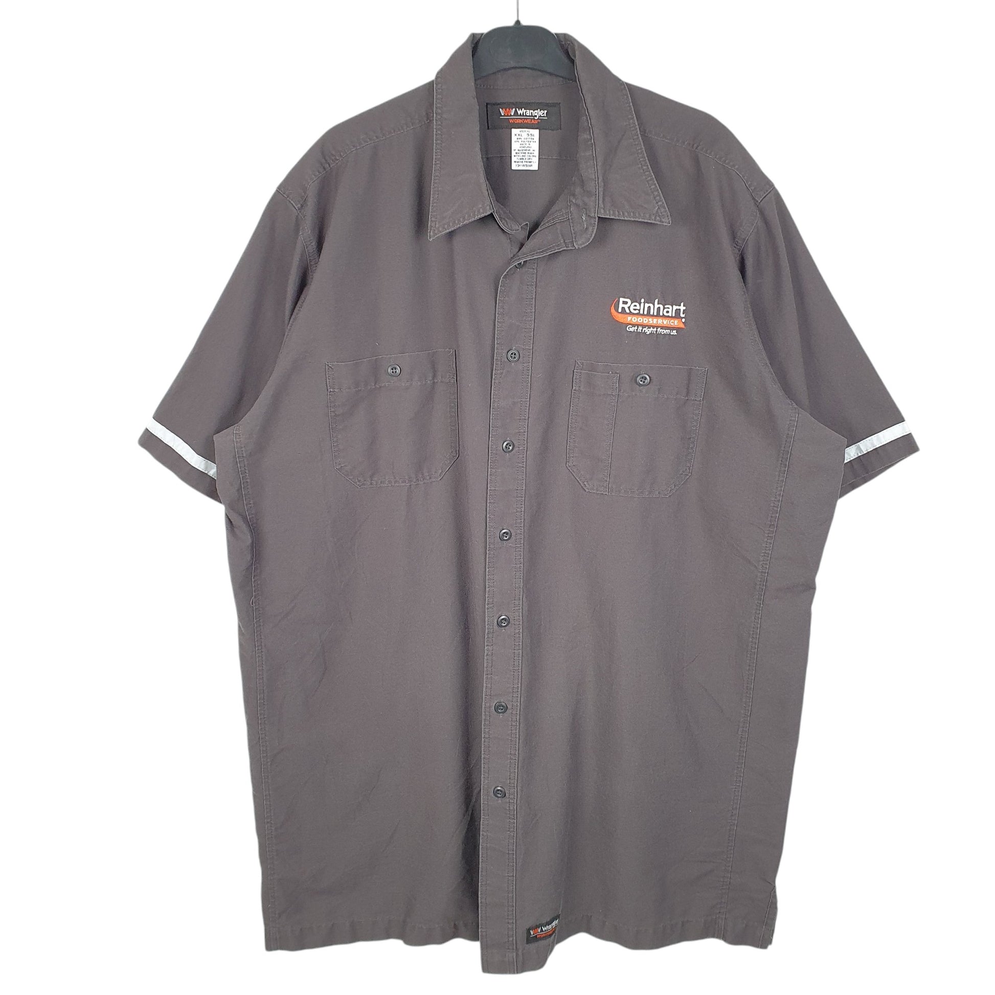 Mens Grey Wrangler Workwear Reinhart Foodservice Short Sleeve Shirt