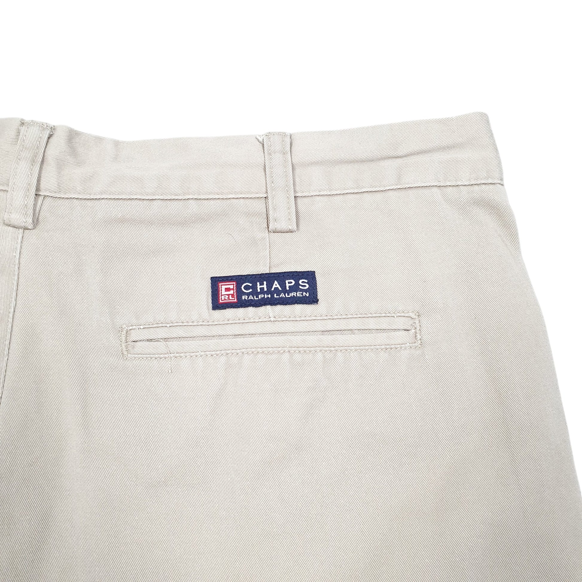 Mens Beige Chaps Double Pleated Chino Shorts