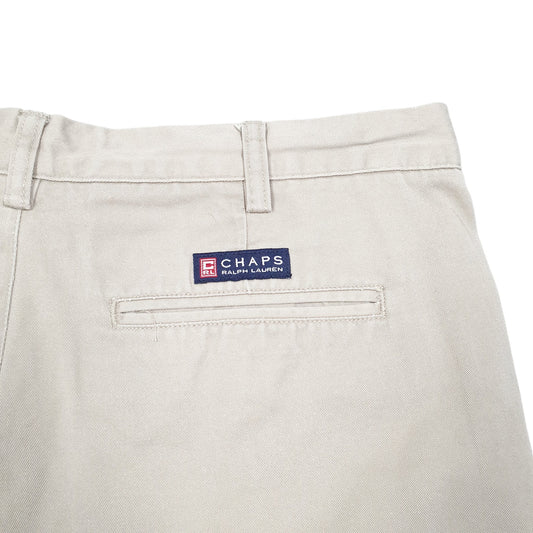 Mens Beige Chaps Double Pleated Chino Shorts