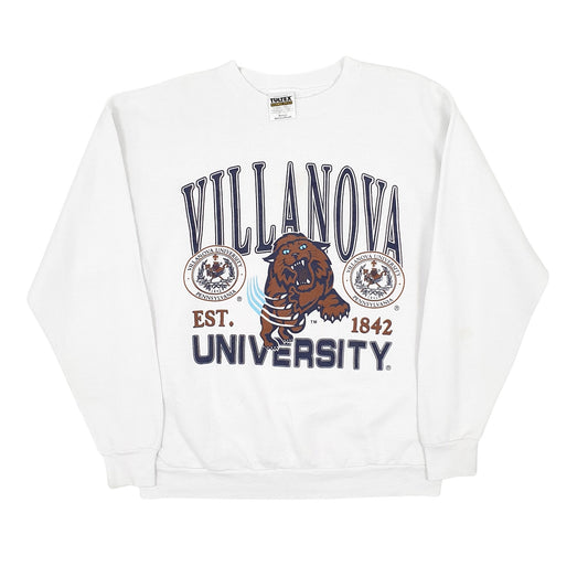 Mens White Tultex Villanova University of Pennsylvania Vintage 90s Crewneck Jumper