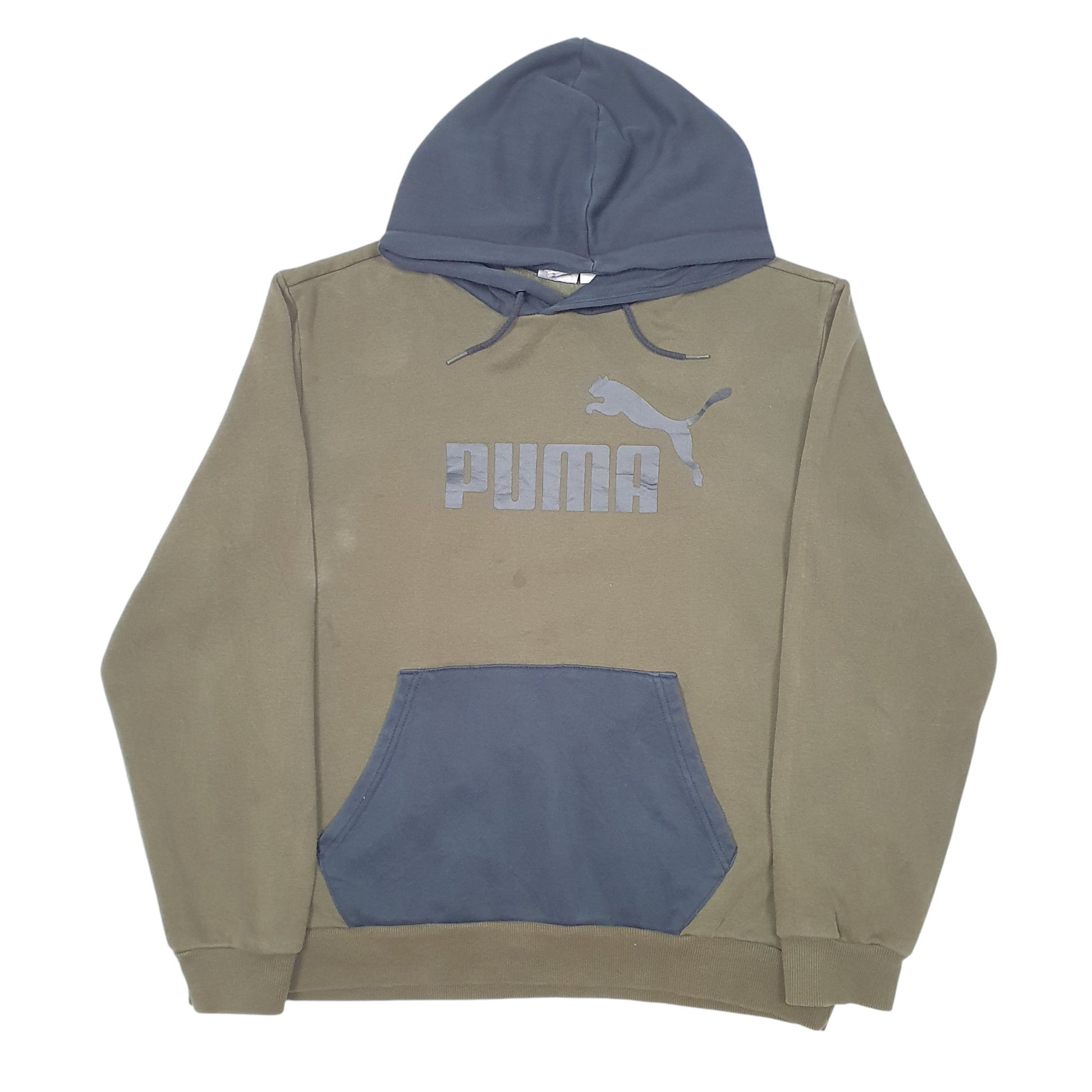 Mens Khaki Puma Spellout Hoodie Jumper