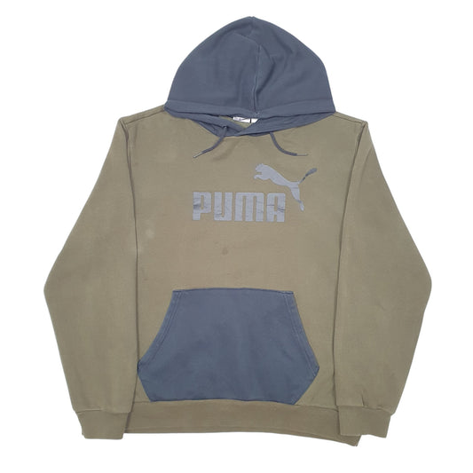 Mens Khaki Puma Spellout Hoodie Jumper