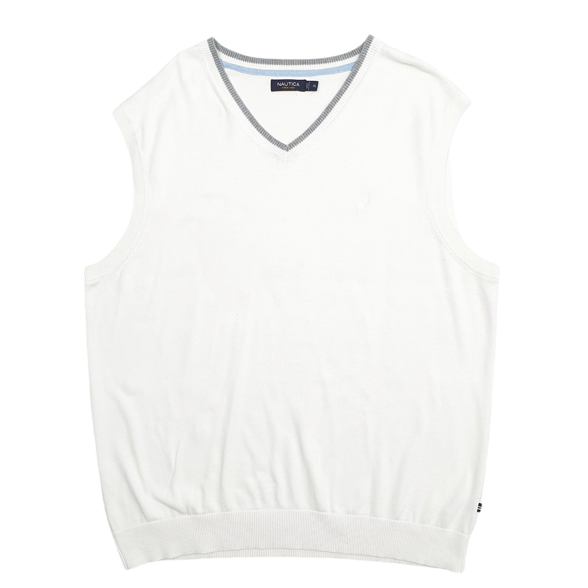 Mens White Nautica Knit Vest Jumper