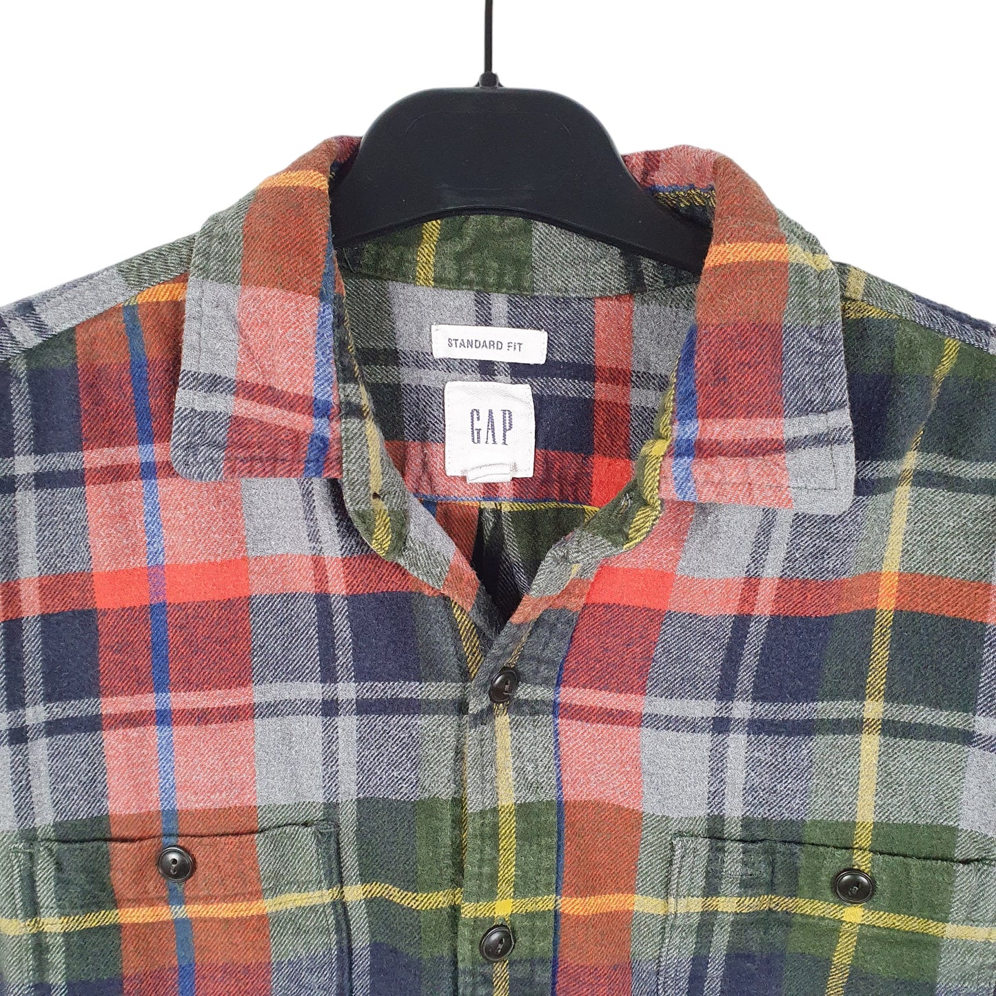 Mens Grey Gap Flannel Overshirt Shacket Long Sleeve Shirt