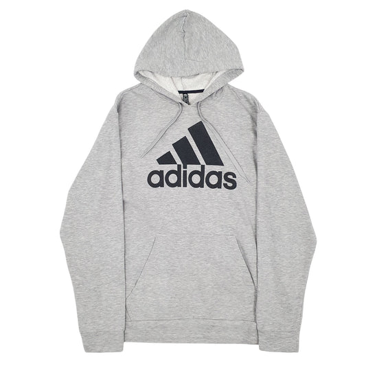 Mens Grey Adidas Spellout Hoodie Jumper