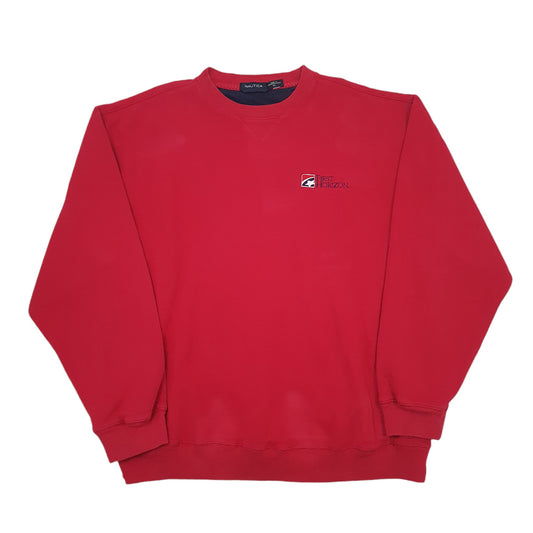 Mens Red Nautica First Horizon Hoodie Jumper