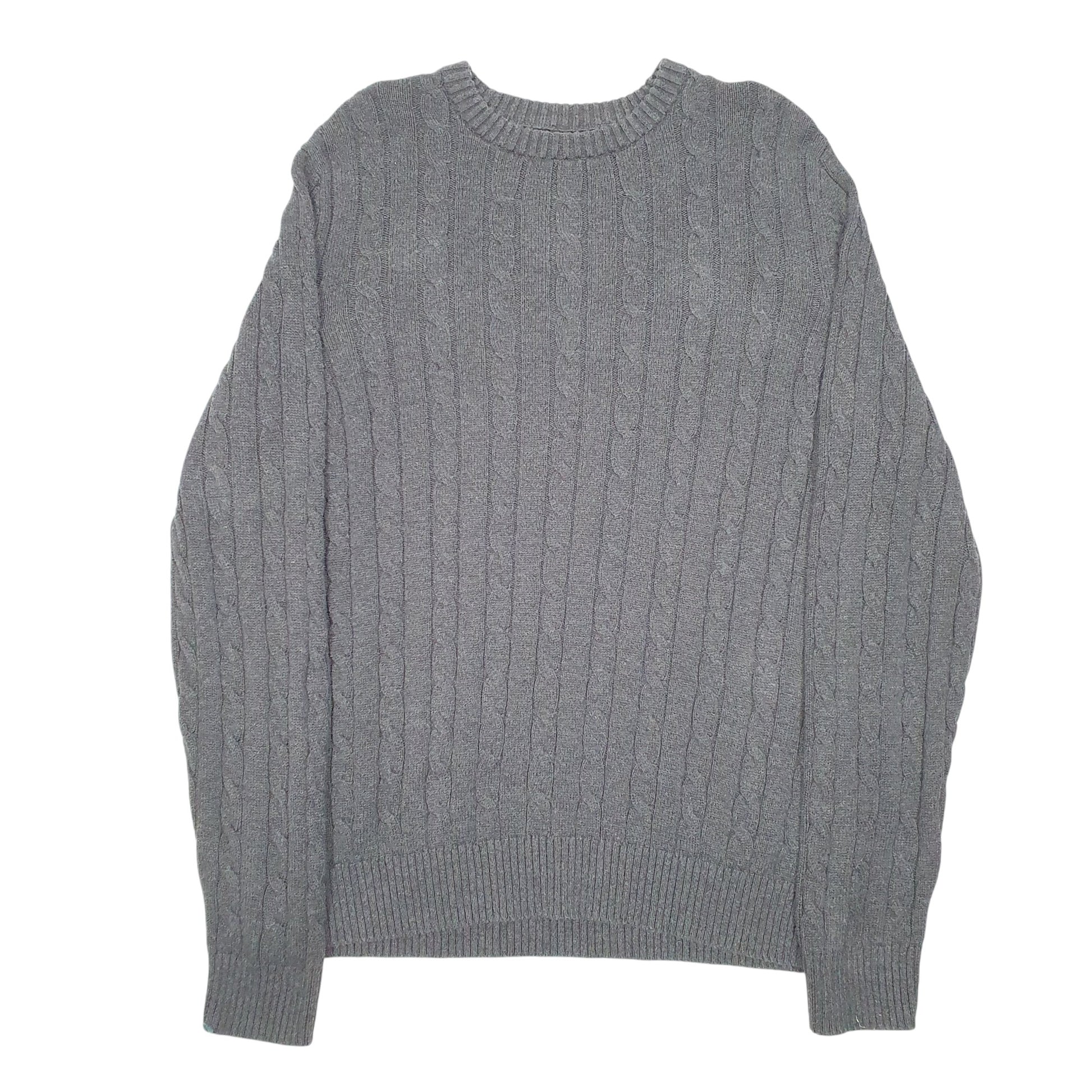 Mens Grey Croft & Barrow Cable Knit Crewneck Jumper