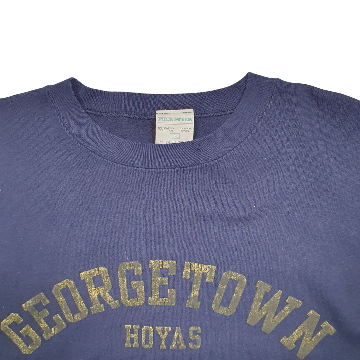 Mens Navy Free Style Georgetown Hoyas Made In USA Crewneck Jumper