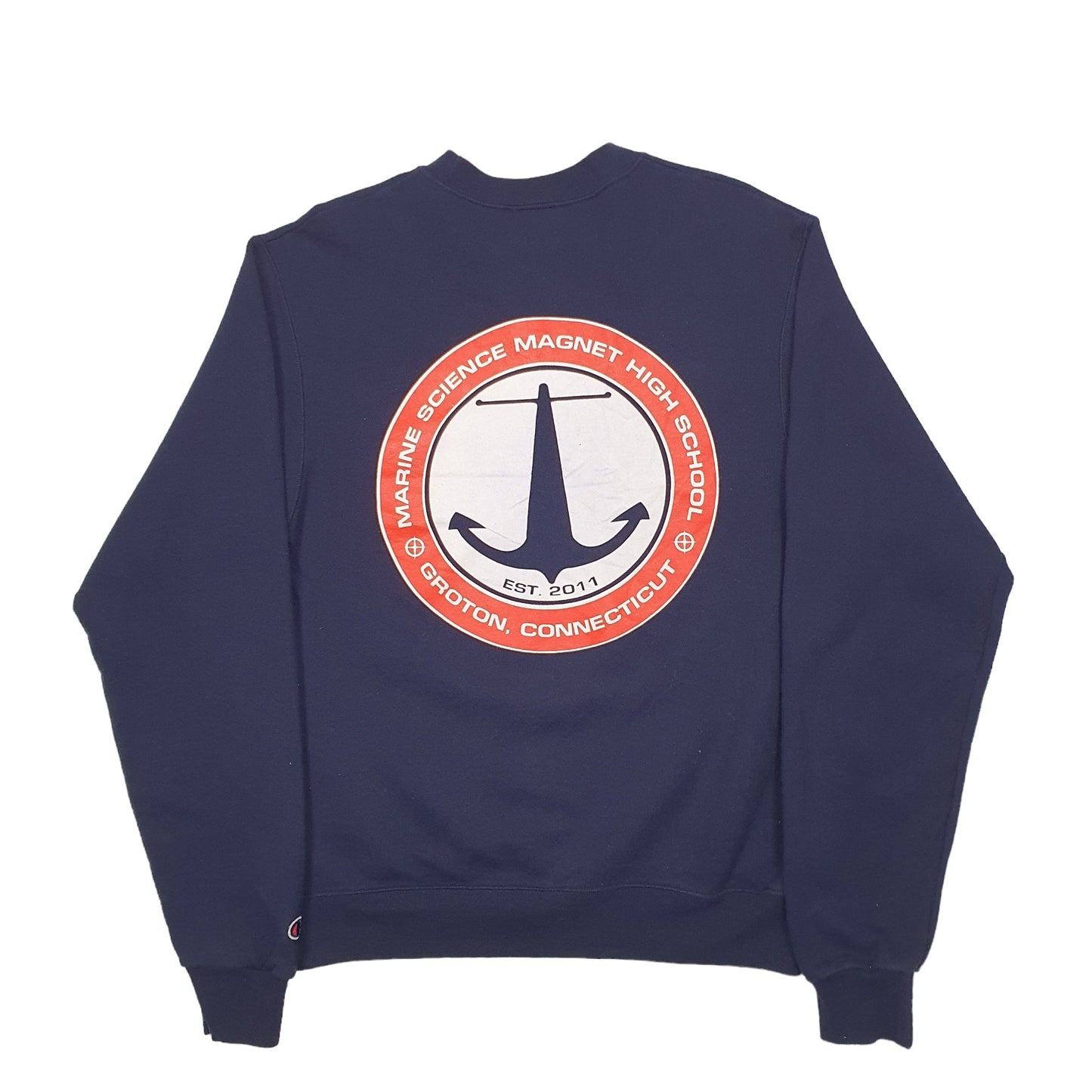 Mens Navy Champion USA College Crewneck Jumper