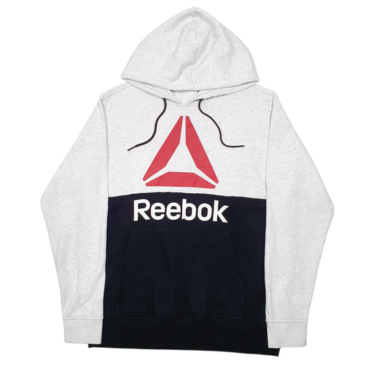 Mens Grey Reebok Spellout Hoodie Jumper