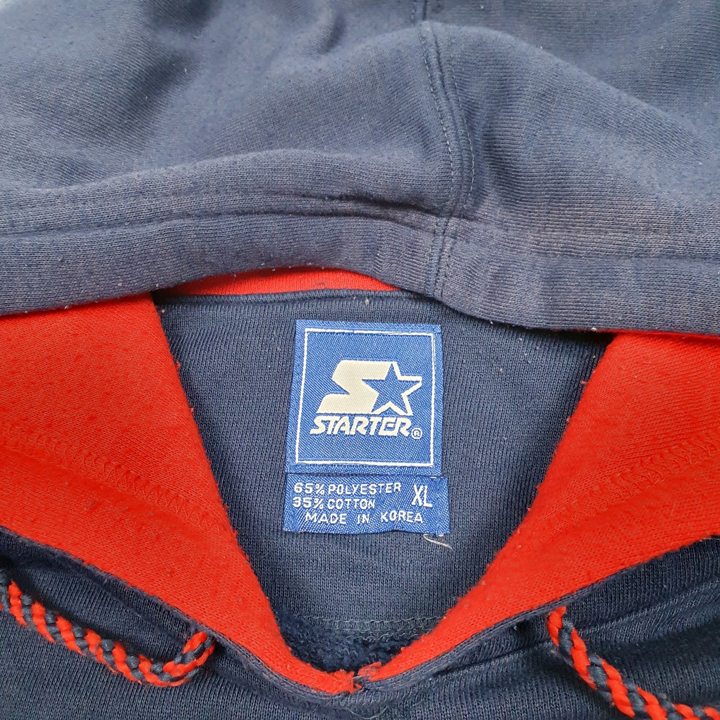 Mens Navy Starter Uconn Huskies Spellout USA Football Vintage Hoodie Jumper