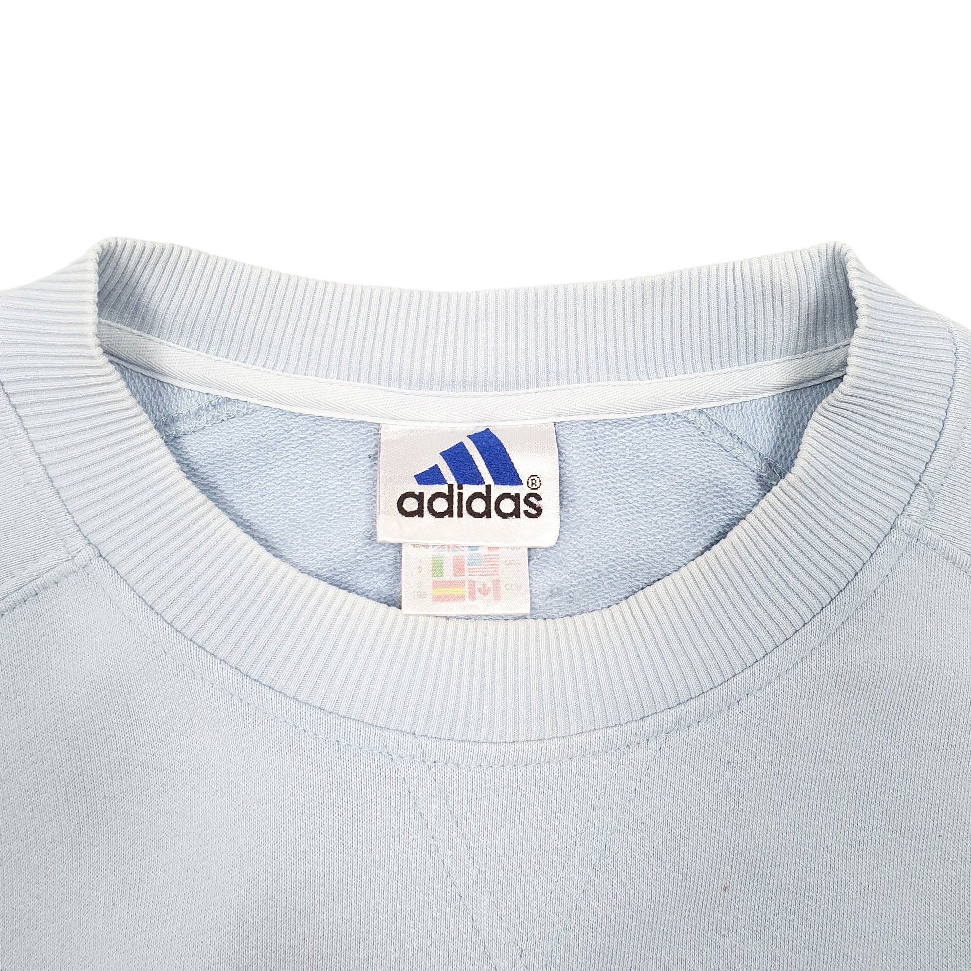 Mens Blue Adidas Vintage Raglan Crewneck Jumper