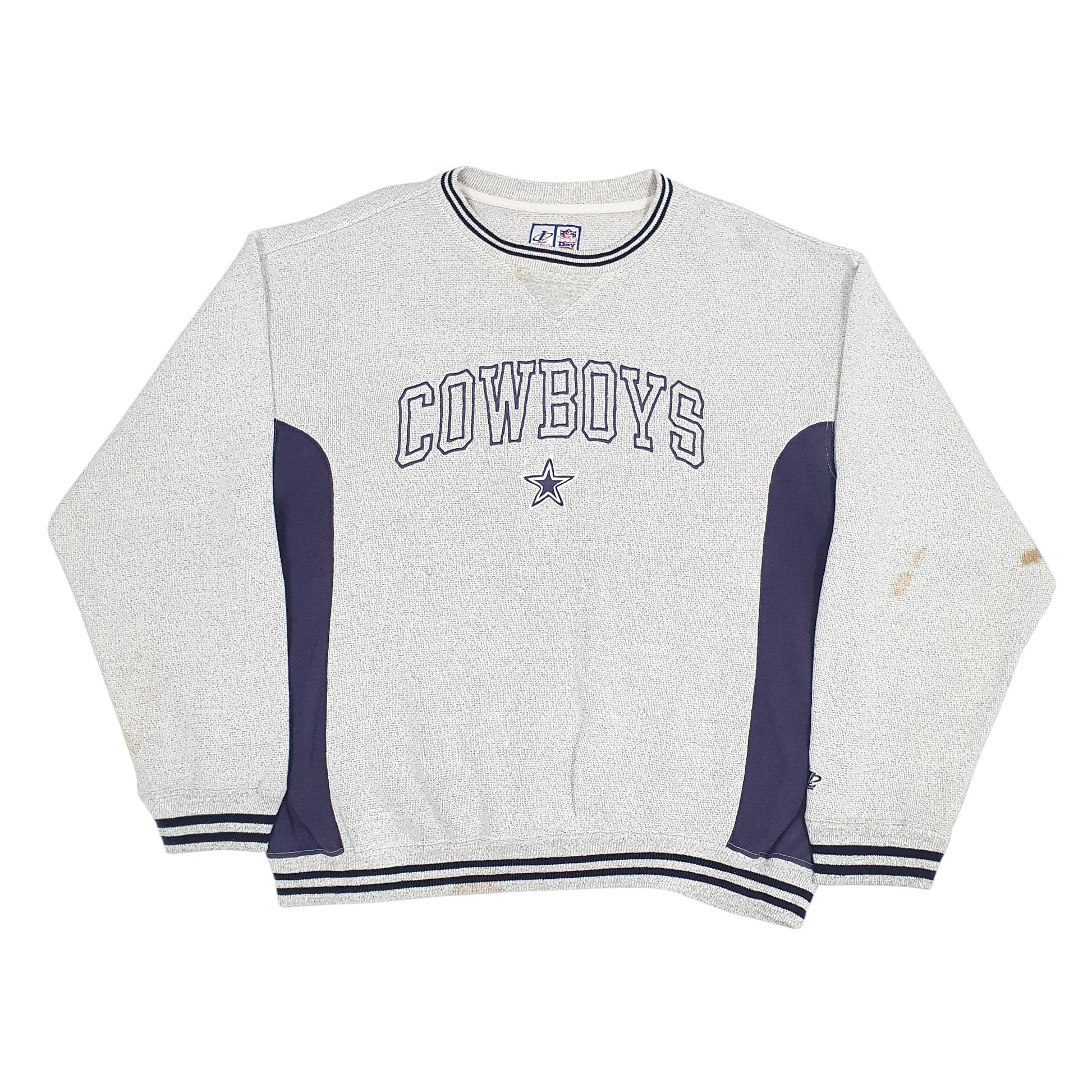 Mens Grey Logo Athletic Vintage Dallas Cowboys Crewneck Jumper