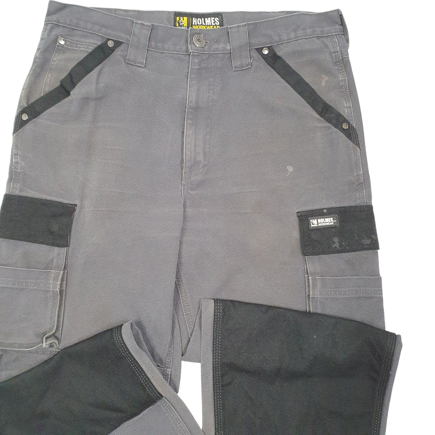 Mens Grey Holmes Utility Workwear Trade Cargo Trousers