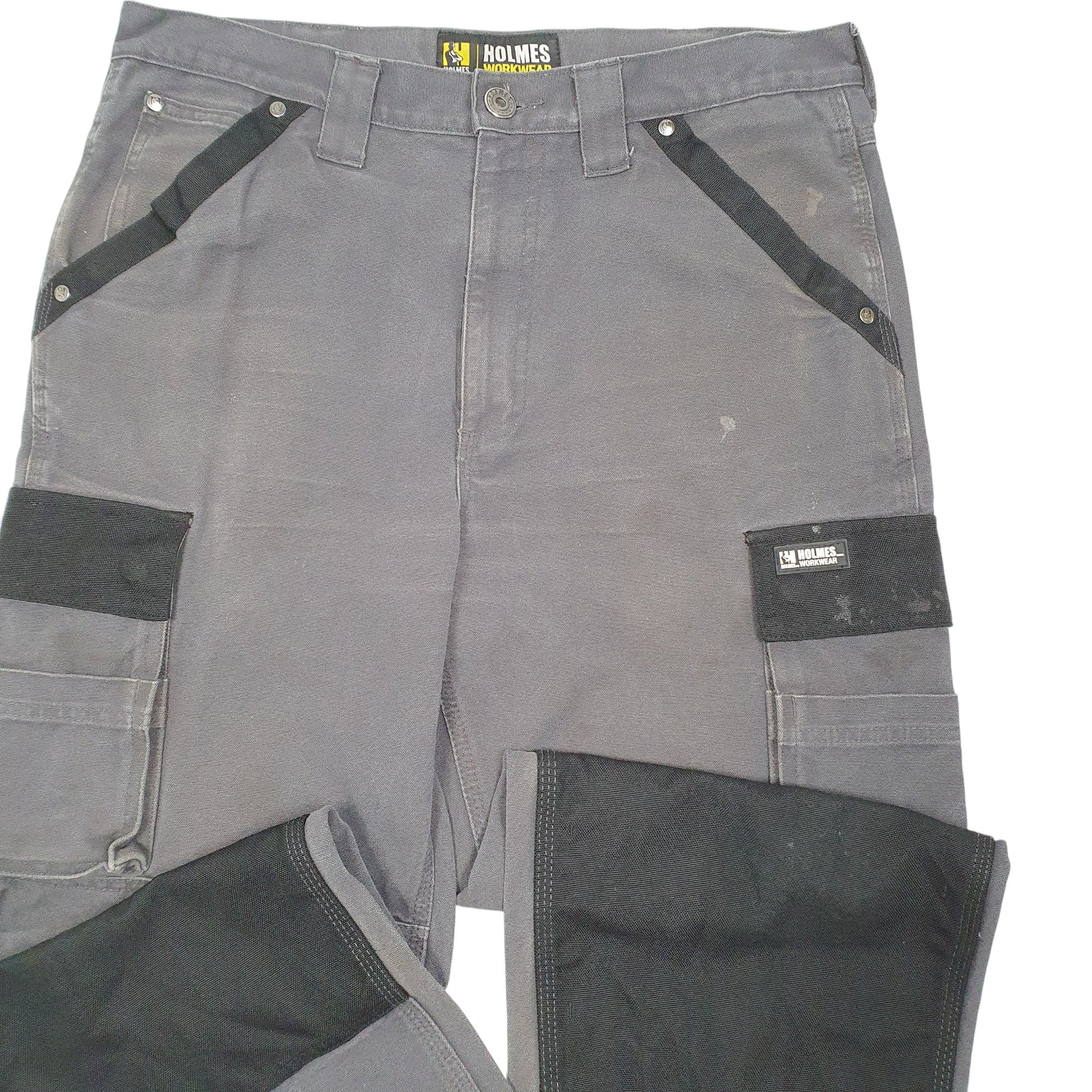 Mens Grey Holmes Utility Workwear Trade Cargo Trousers