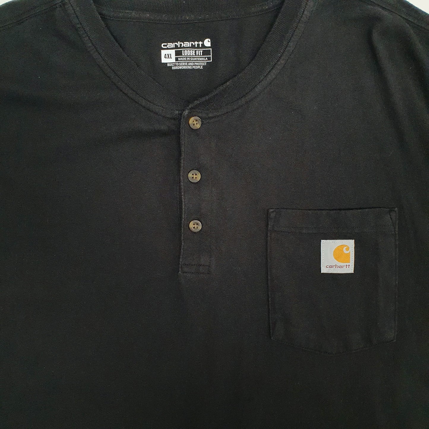 Mens Black Carhartt Henley Long Sleeve T Shirt
