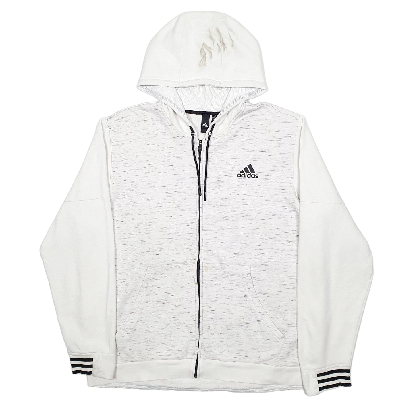Mens White Adidas  Full Zip Jumper