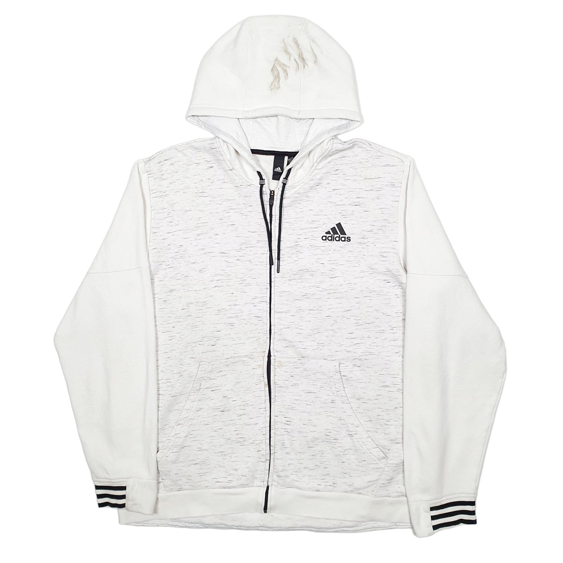 Mens White Adidas  Full Zip Jumper