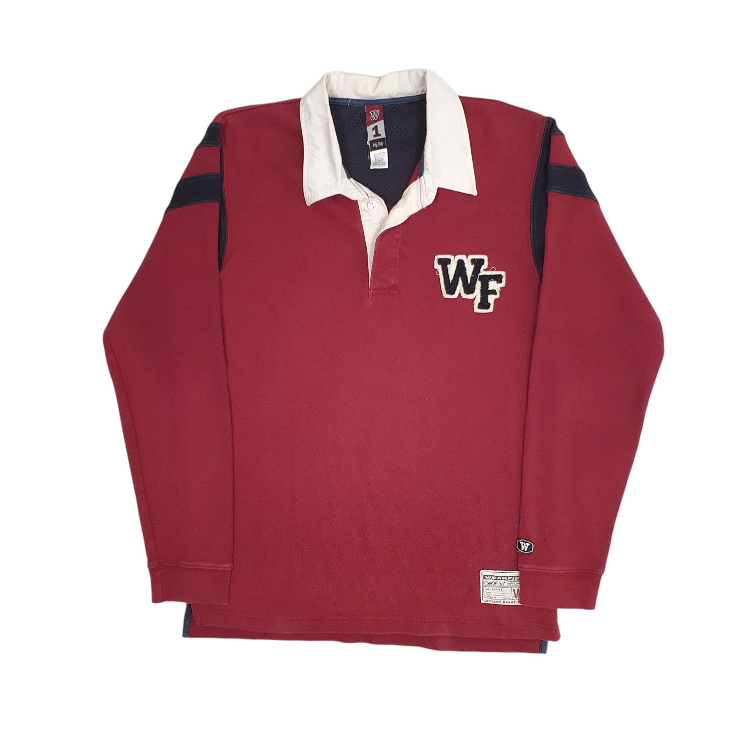 Mens Burgundy Wearfirst Rugby Long Sleeve Polo Shirt